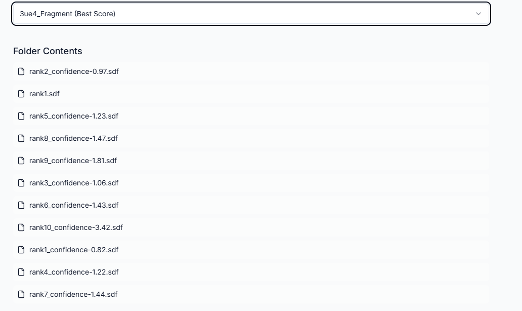 Dropdown of ranked samples