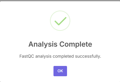 Analysis completed pop-up
