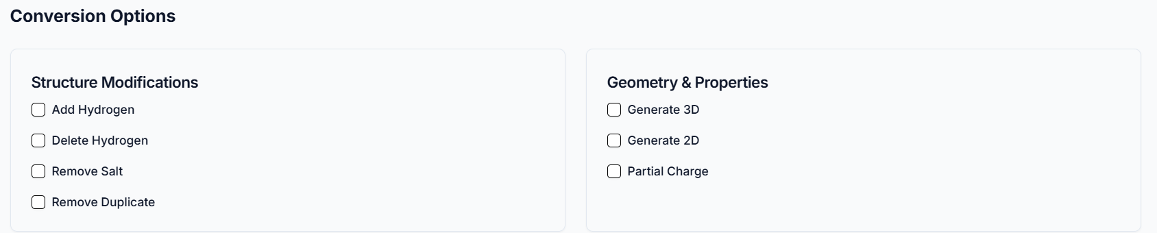 Select output format and convert