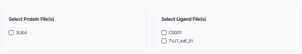 Select protein and ligand files