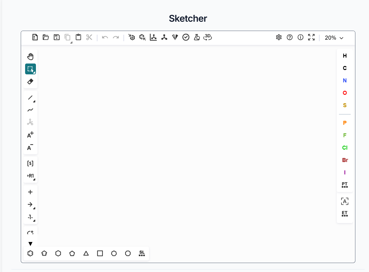 Homepage of the Sketcher tool